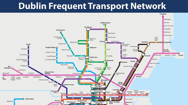 Se virando em Dublin: Dublin Frequent Transport Map